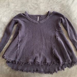 Women’s dark purple distressed sweater